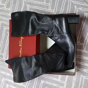 Salvatore Ferragamo Leather boots Italy Santares Nero Nappa Calf Neiman Marcus